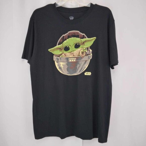Funko Pop! Star Wars Grogu Baby Yoda Black Graphic T-Shirt Men's Size Large - Picture 1 of 4